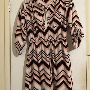 Stella Tweed Zigzag Kids Dress in Pink and Brown